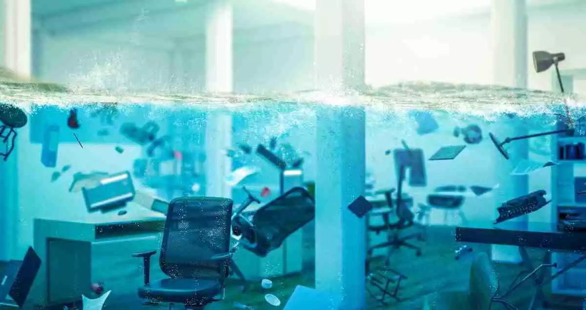A flooded office