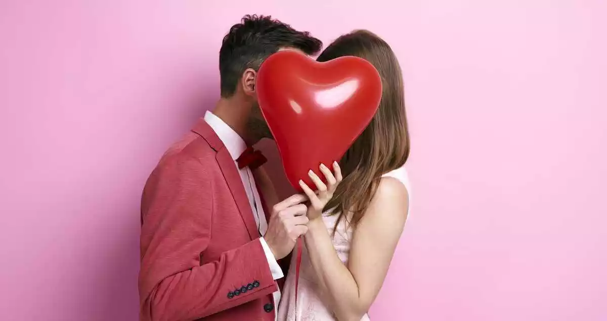 A couple kissing in valentine's day