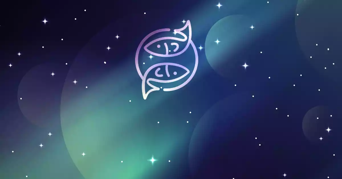The Pisces sign surrounded by stars