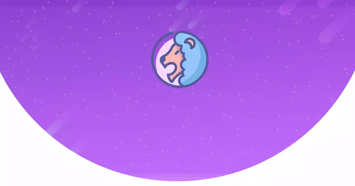 The sign of Leo in half a purple circle