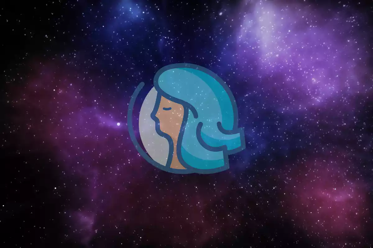 The Virgo sign with a universe background