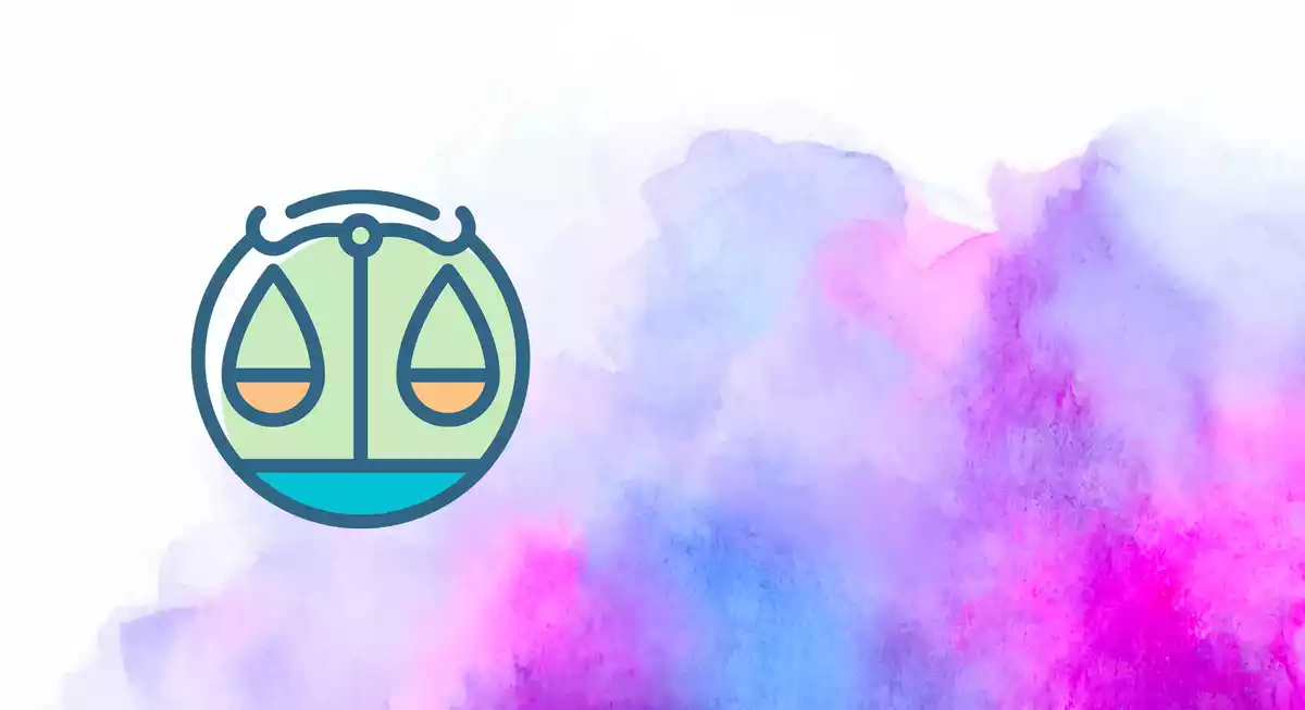 Libra sign on a pink and purple watercolor background