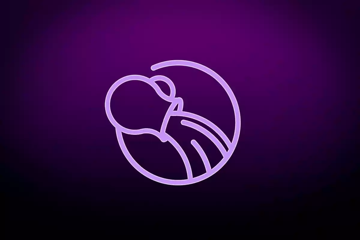 Purple Aquarius sign on a dark purple background