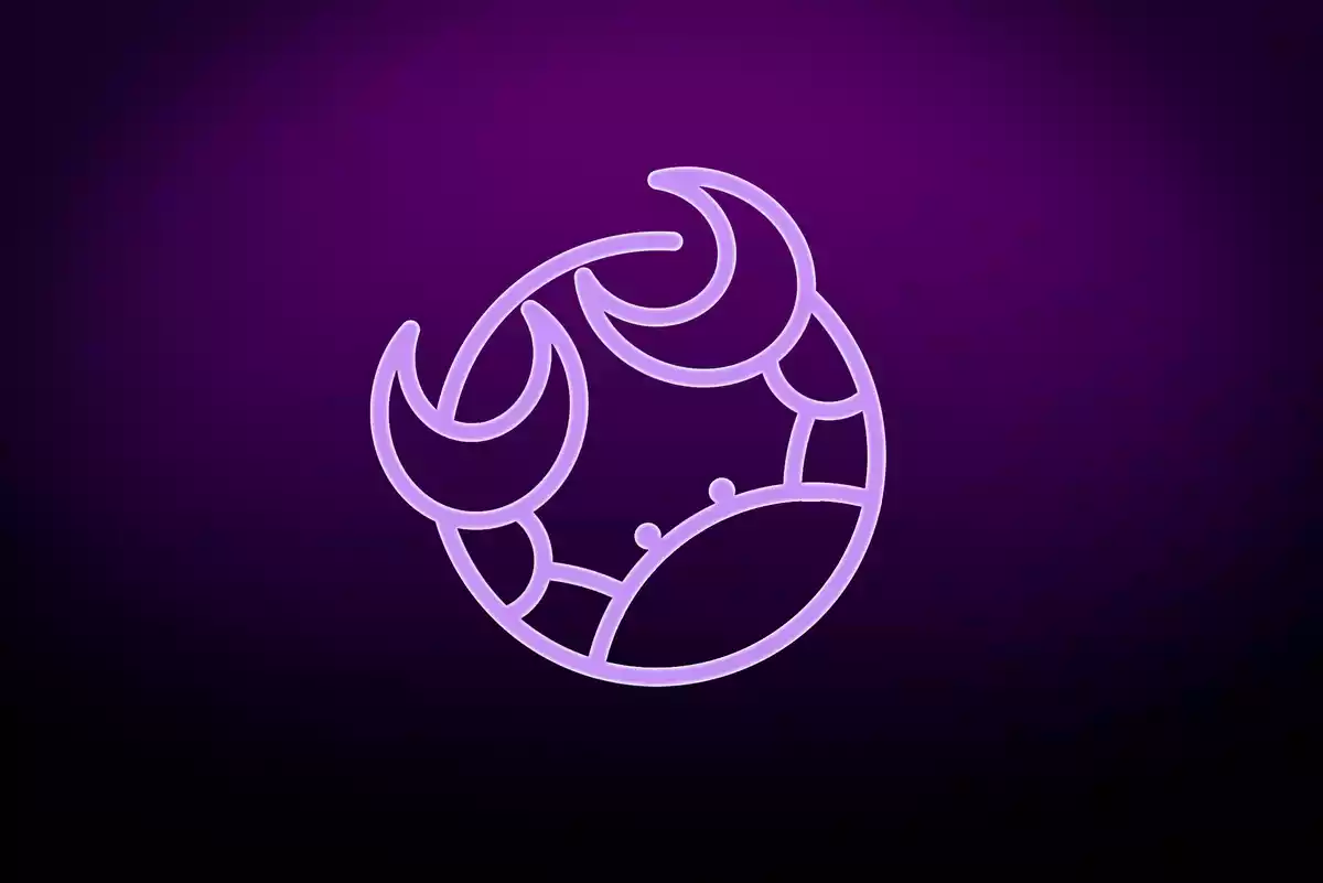 Purple Cancer sign on a dark purple background