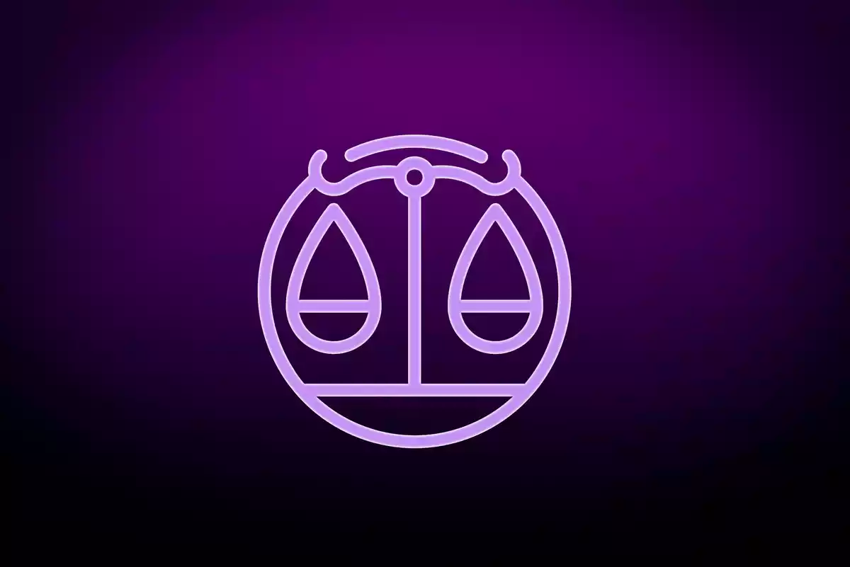 Purple Libra sign on a dark purple background