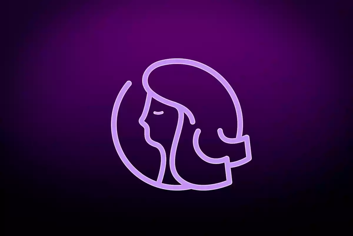 Purple Virgo sign on a dark purple background