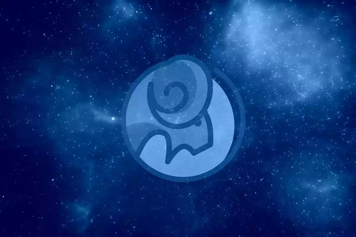 The Capricorn sign in blue with a starry sky background