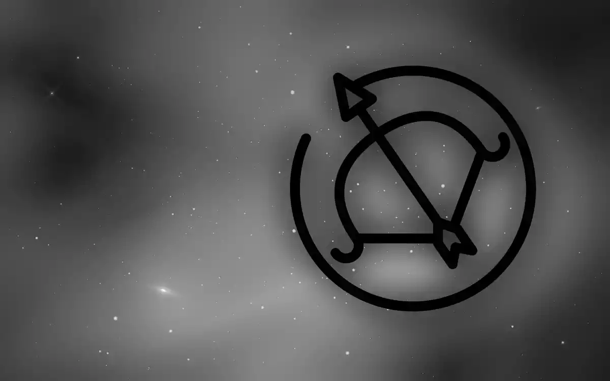 The Sagittarius Sign on the right of the image in black and white