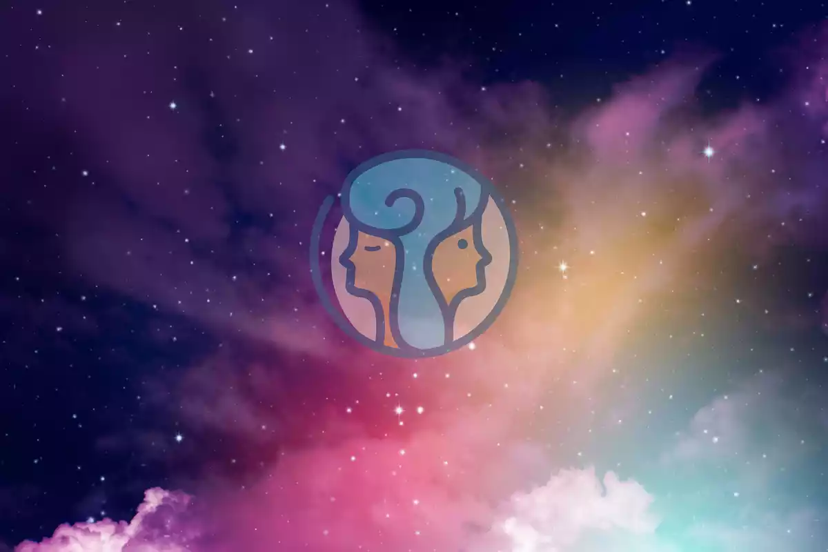 The sign of Gemini on a colourful sky background