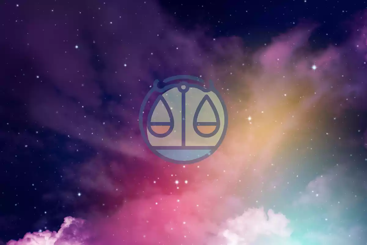 The sign of Libra on a colourful sky background