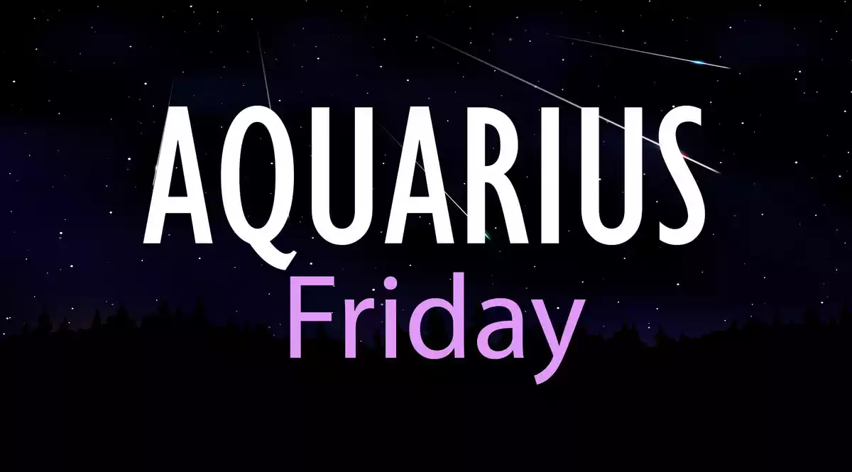 Aquarius Friday on a sky background with shooting stars