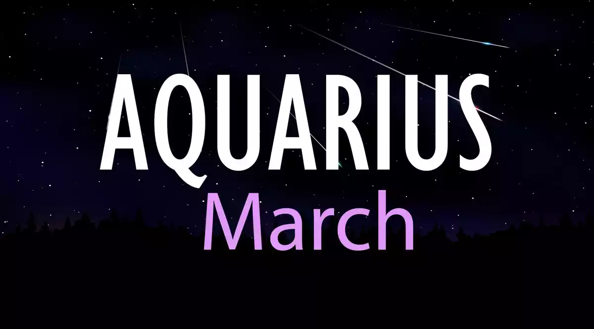 Aquarius March on a sky background with shooting stars