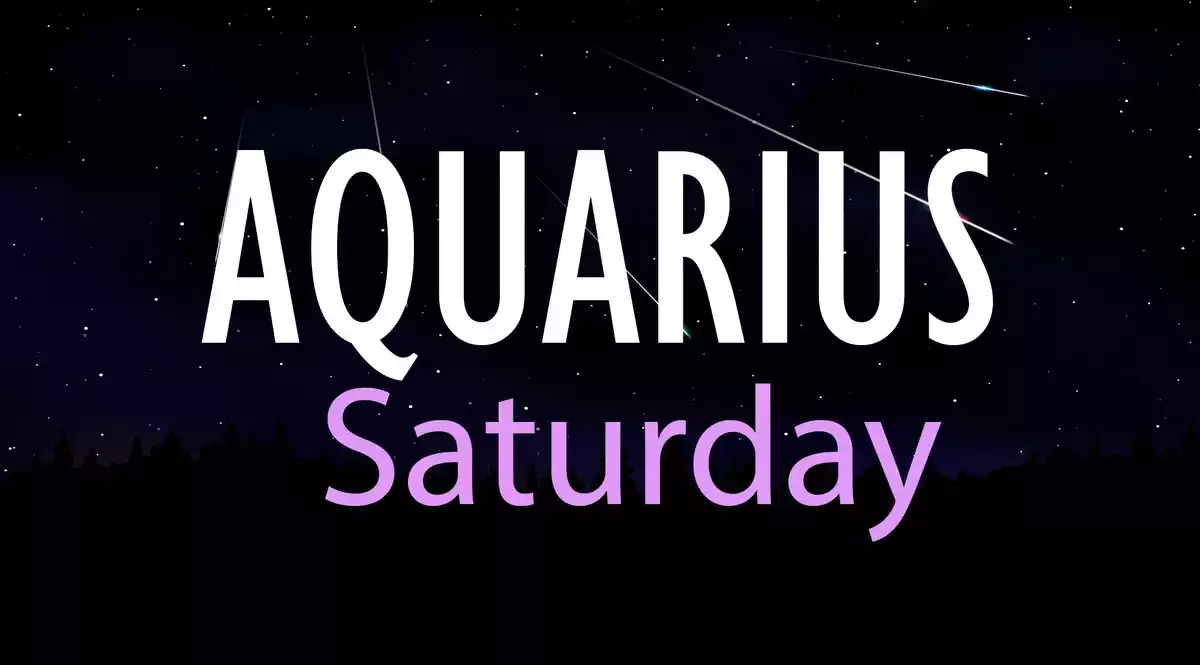 Aquarius Saturday on a sky background with shooting stars