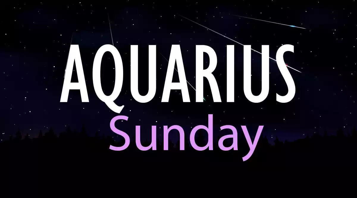 Aquarius Sunday on a sky background with shooting stars