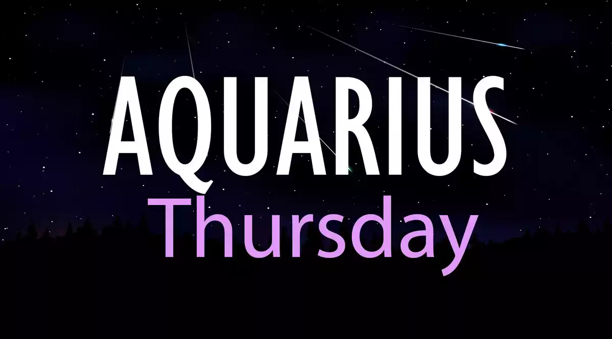 Aquarius Thursday on a sky background with shooting stars