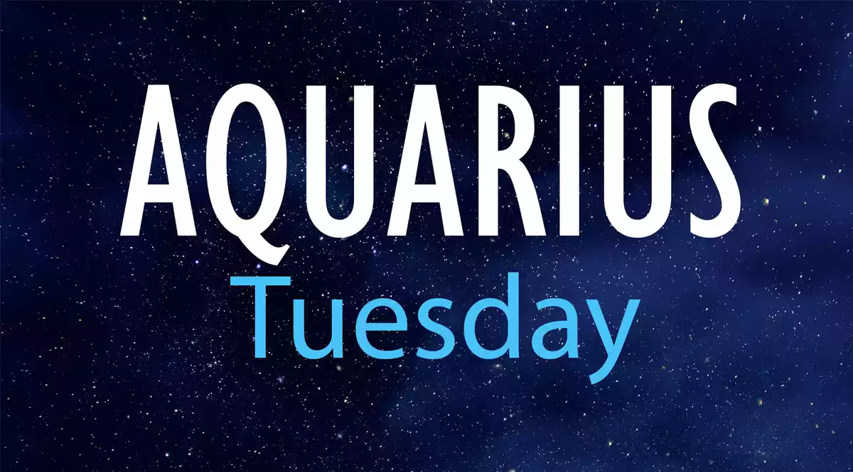 Aquarius Tuesday on a night sky background