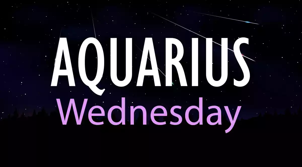 Aquarius Wednesday on a sky background with shooting stars