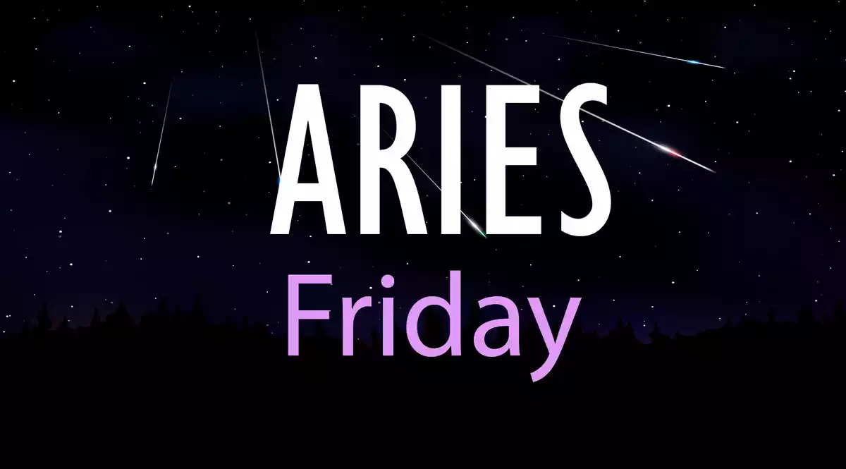 Aries Friday on a sky background with shooting stars