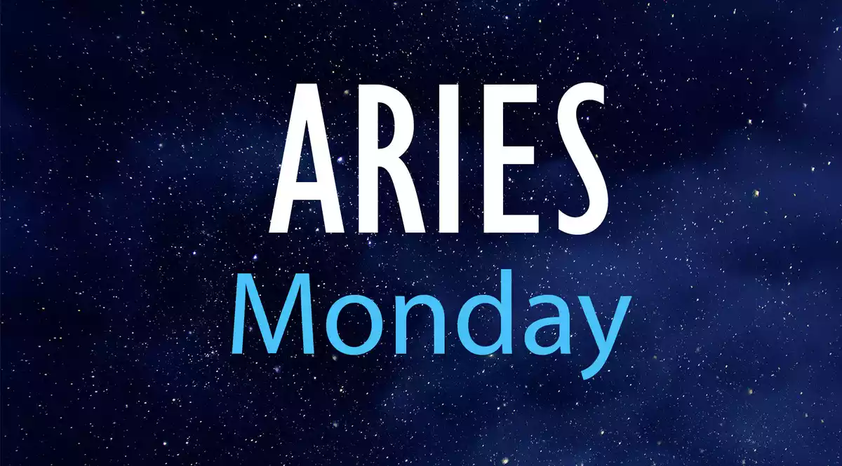 Aries Monday on a night sky background