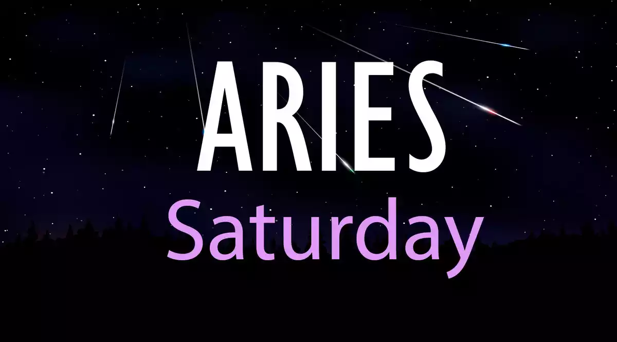 Aries Saturday on a sky background with shooting stars