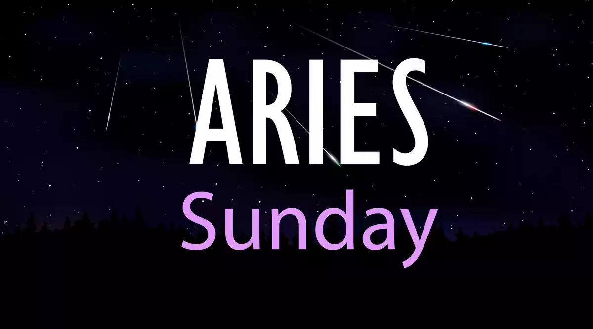 Aries Sunday on a sky background with shooting stars