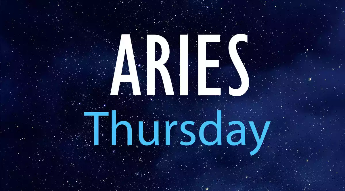 Aries Thursday on a night sky background