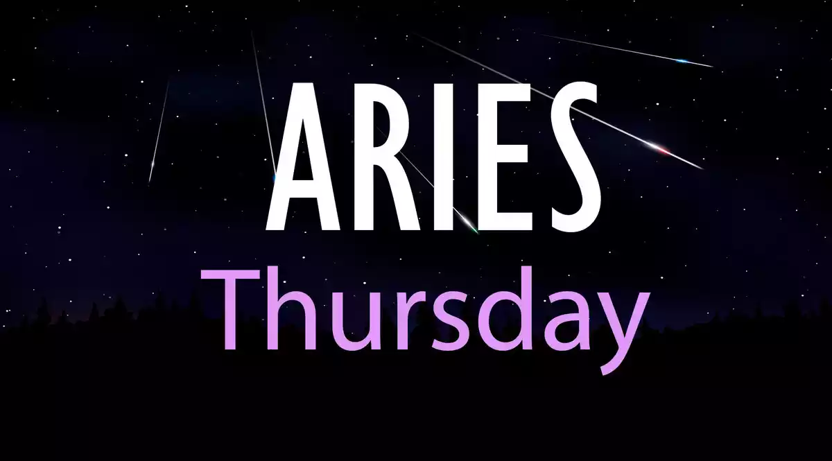 Aries Thursday on a sky background with shooting stars