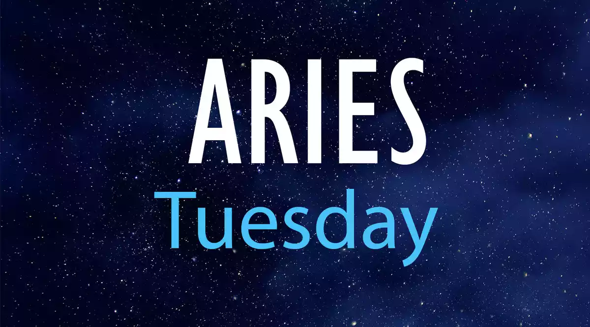 Aries Tuesday on a night sky background