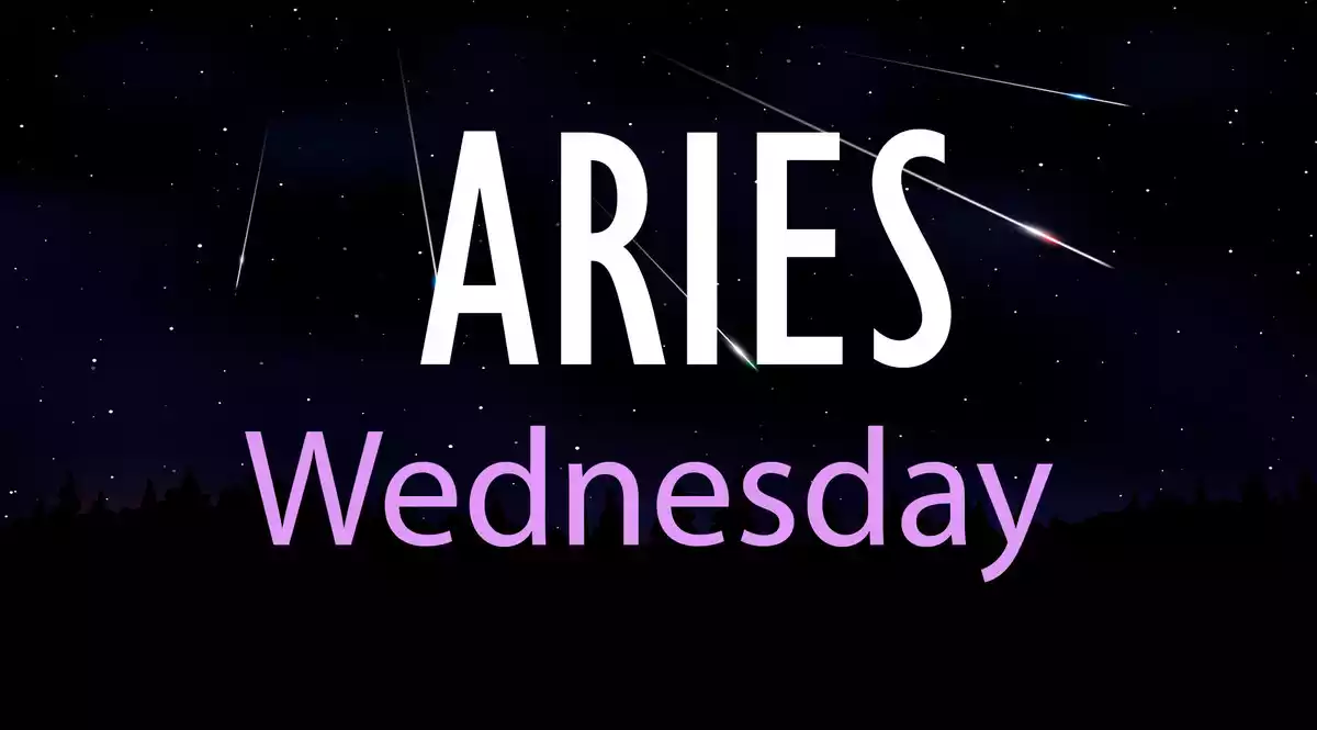 Aries Wednesday on a sky background with shooting stars