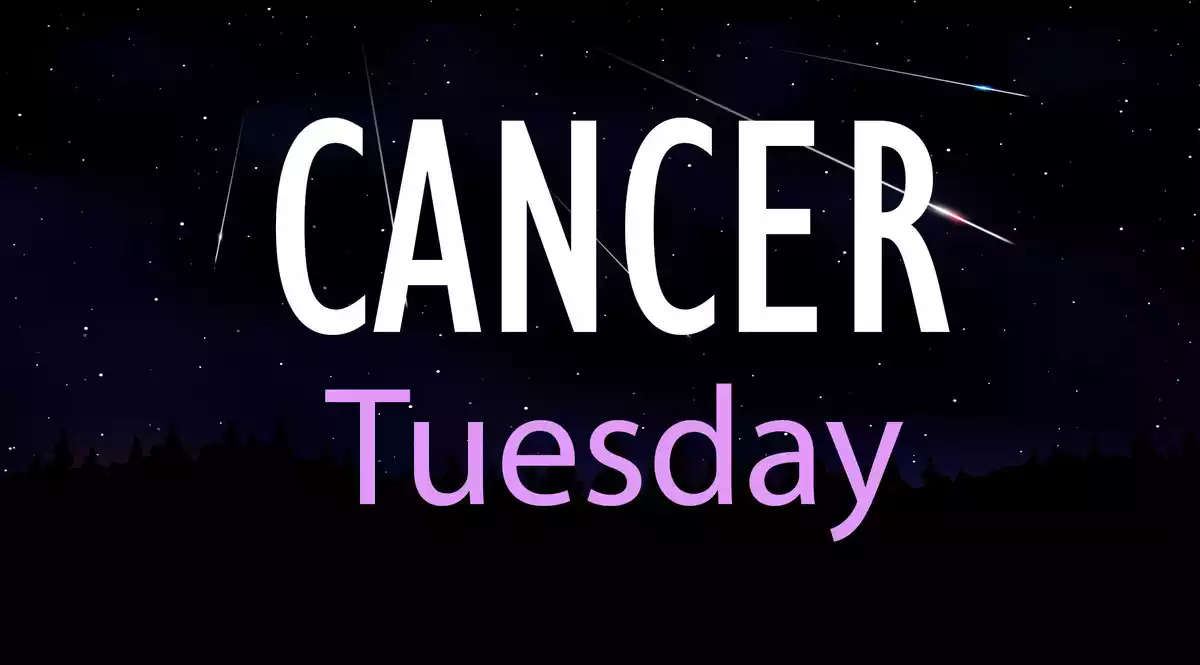 Cancer Tuesday on a sky background with shooting stars