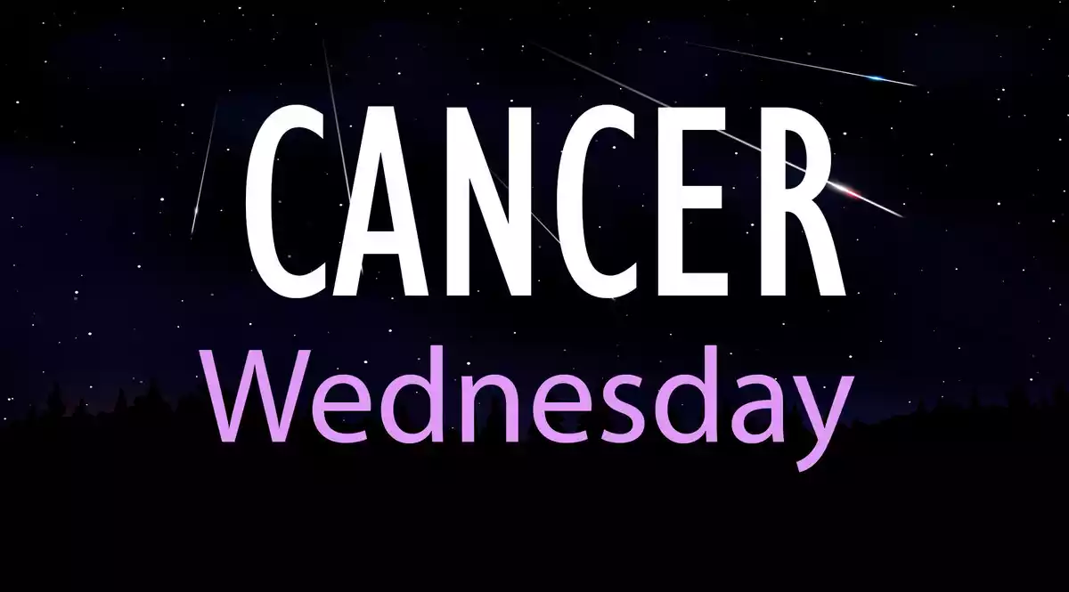 Cancer Wednesday on a sky background with shooting stars