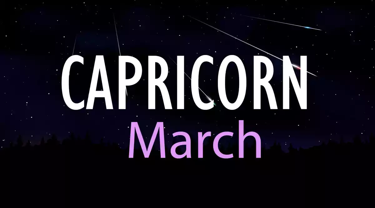 Capricorn March on a sky background with shooting stars