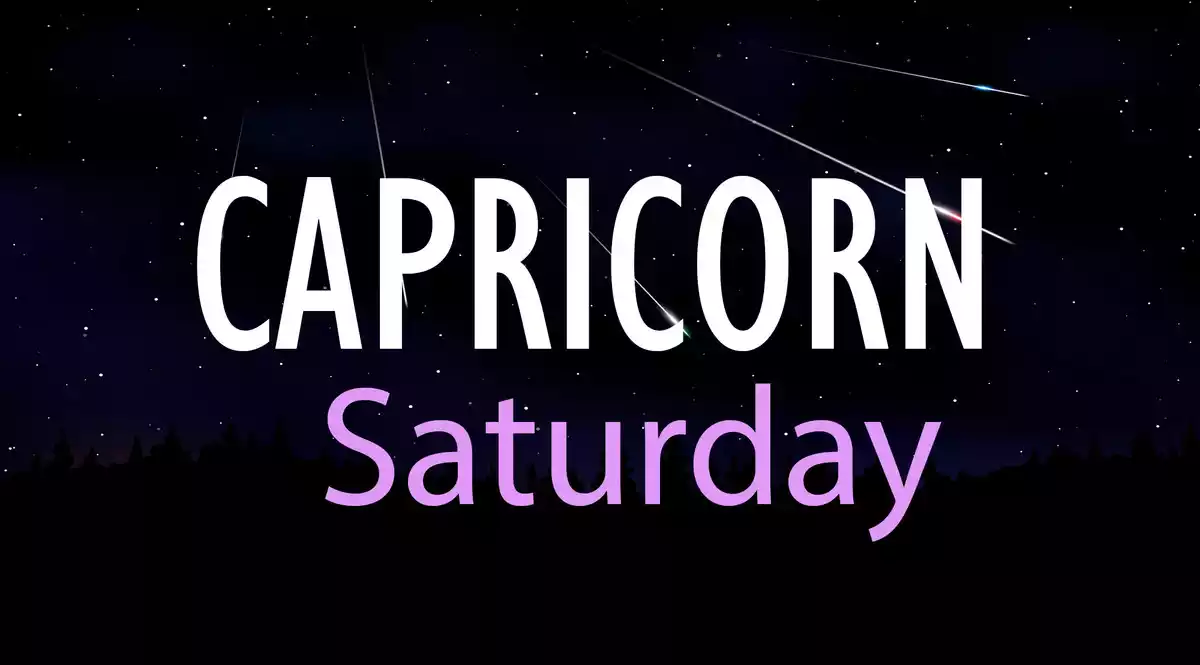 Capricorn Saturday on a sky background with shooting stars