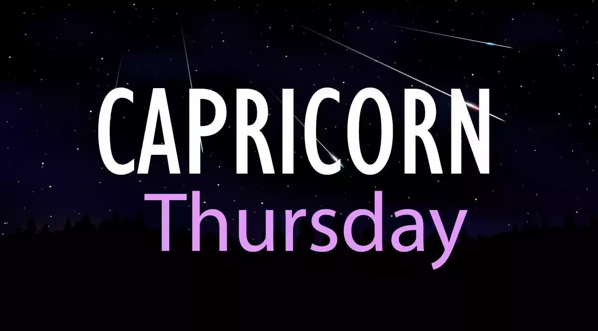 Capricorn Thursday on a sky background with shooting stars