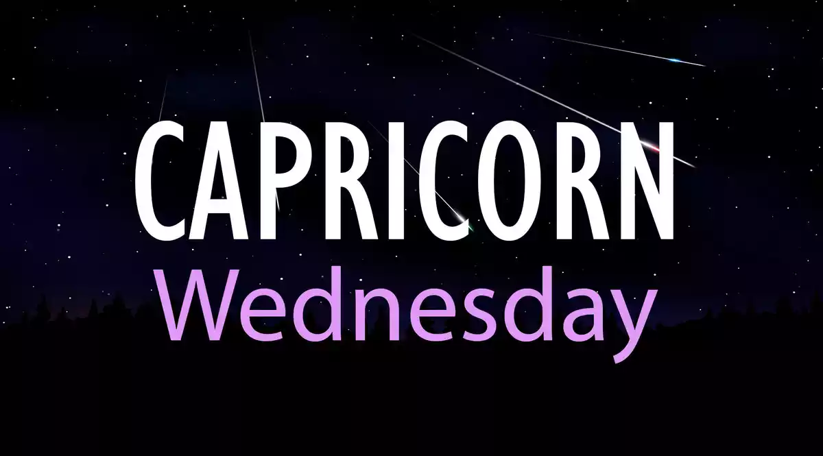 Capricorn Wednesday  on a sky background with shooting stars