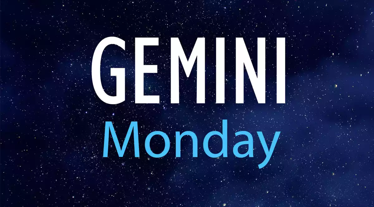 Gemini Monday on a night sky background