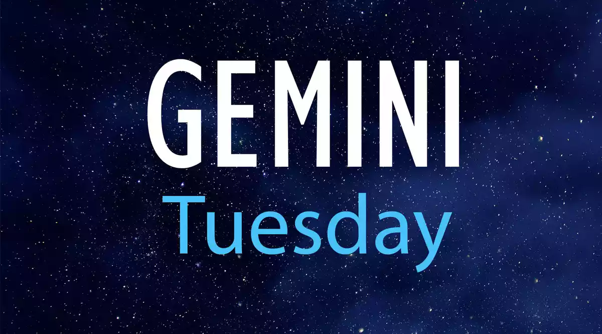 Gemini Tuesday on a night sky background