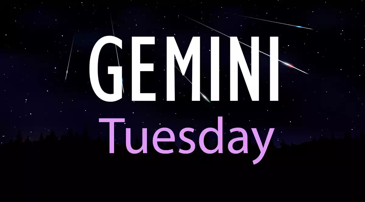 Gemini Tuesday on a sky background with shooting stars