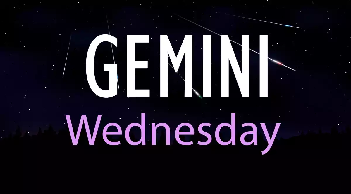 Gemini Wednesday on a sky background with shooting stars