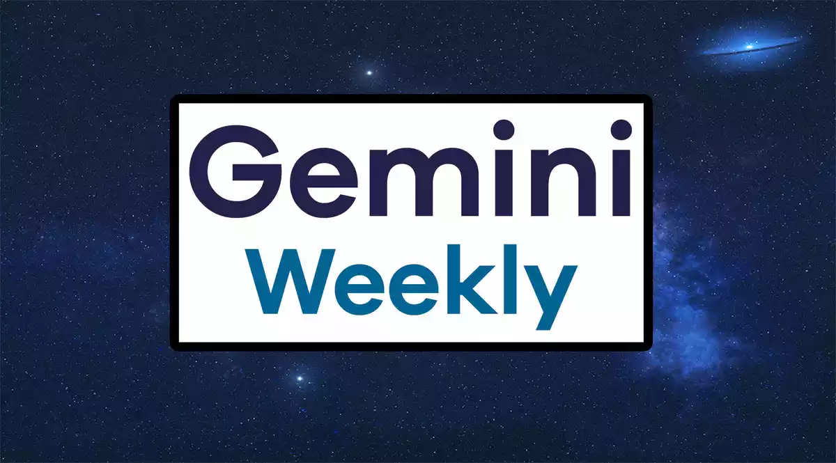 Gemini Weekly on a white rectangle on a sky background