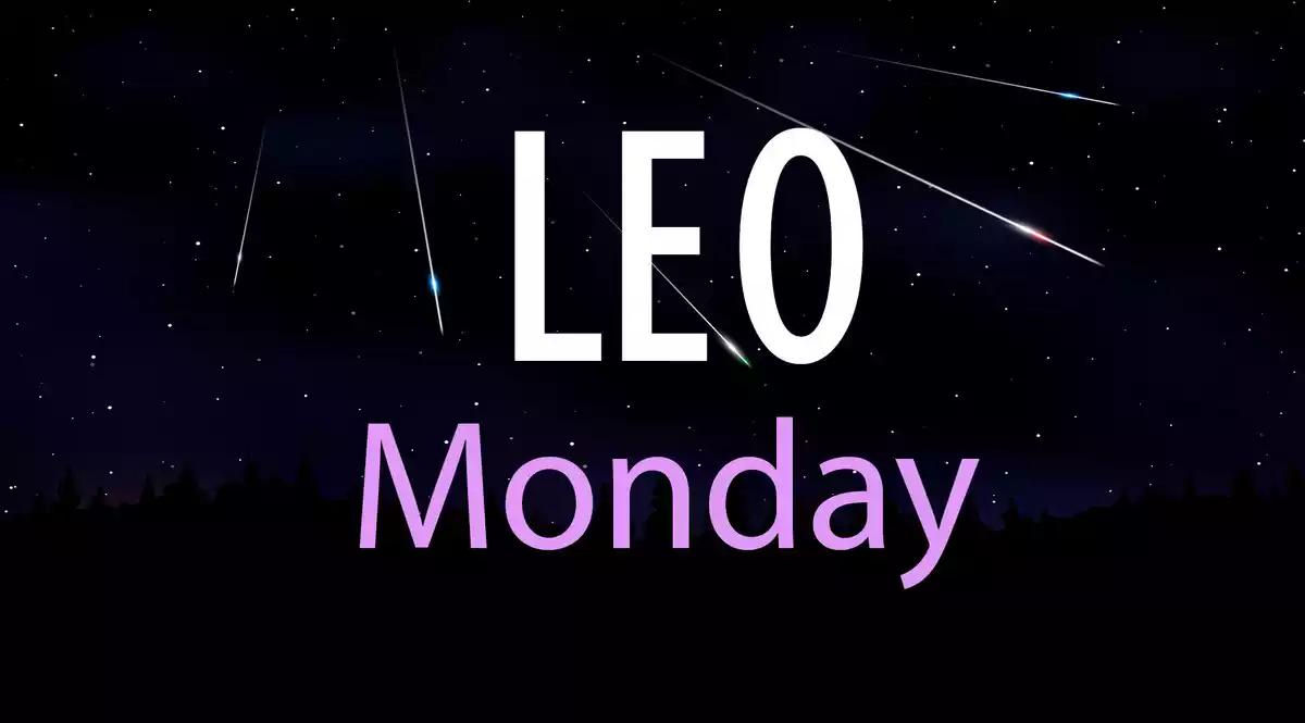 Leo Monday on a sky background with shooting stars