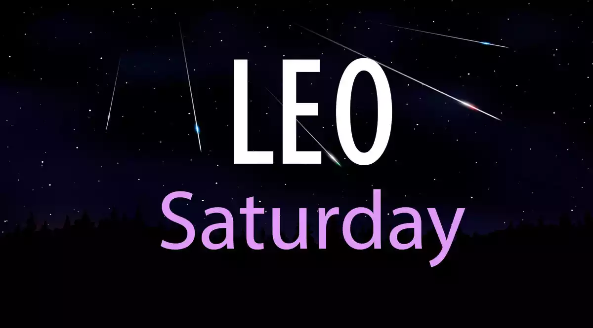 Leo Saturday on a sky background with shooting stars
