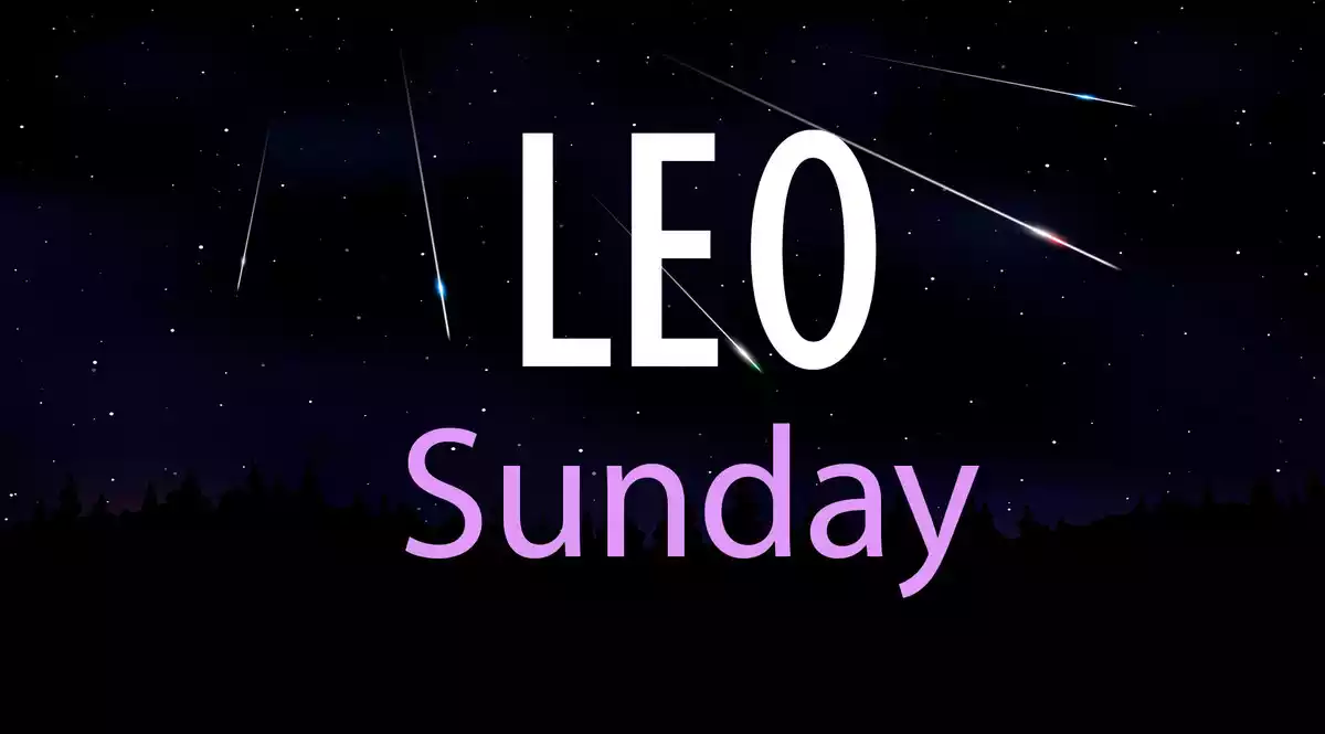 Leo Sunday on a sky background with shooting stars
