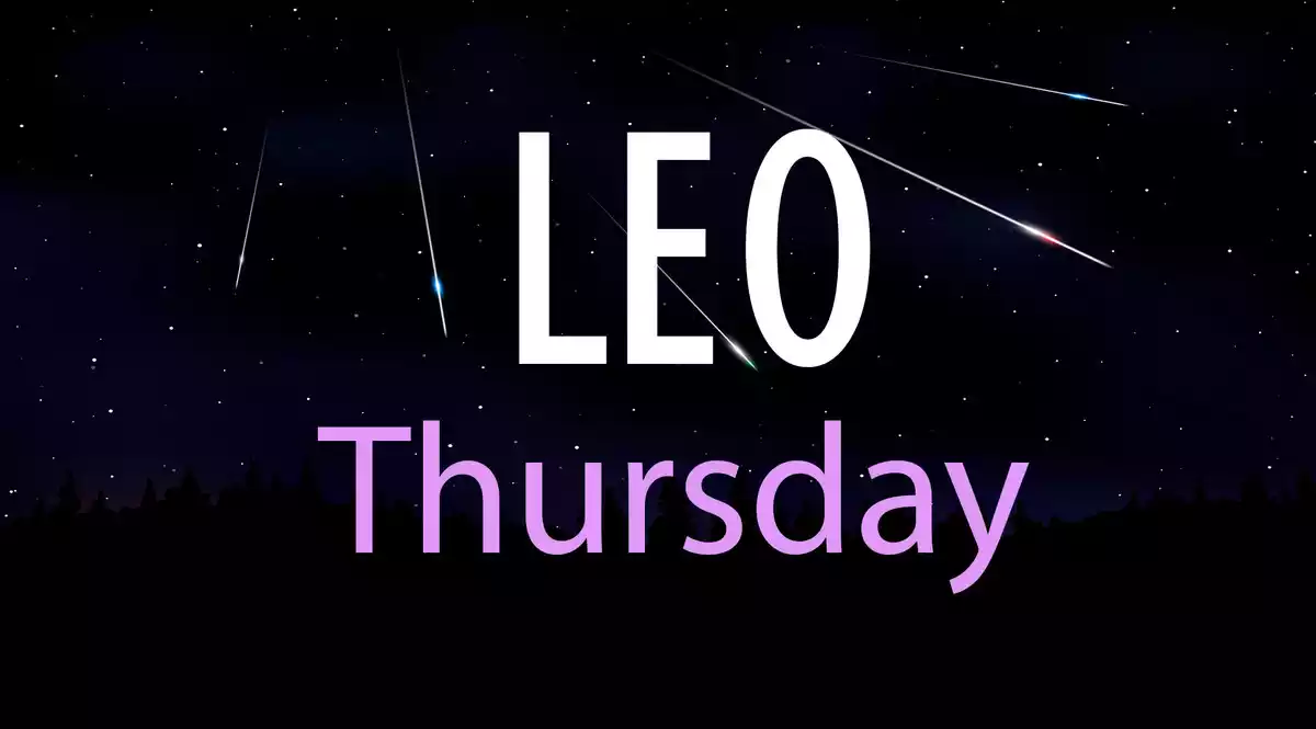 Leo Thursday on a sky background with shoothing stars