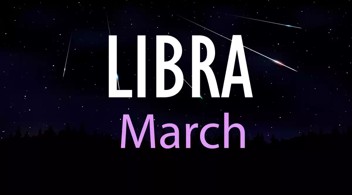 Libra March on a sky background with shooting stars