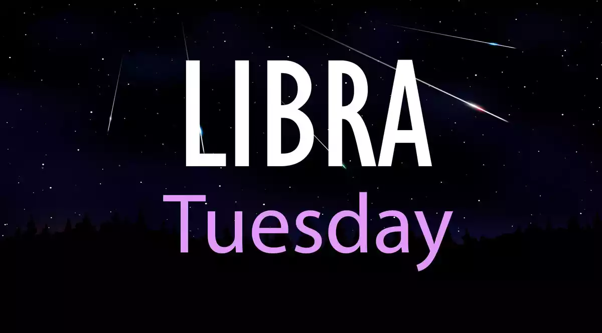 Libra Tuesday on a sky background with shooting stars