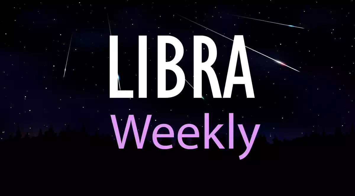 Libra Weekly on a sky background with shooting stars