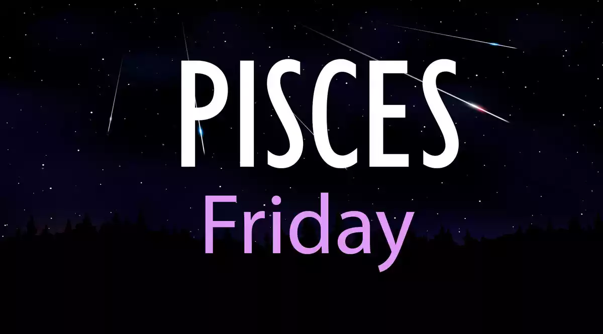 Pisces Friday on a sky background with shooting stars