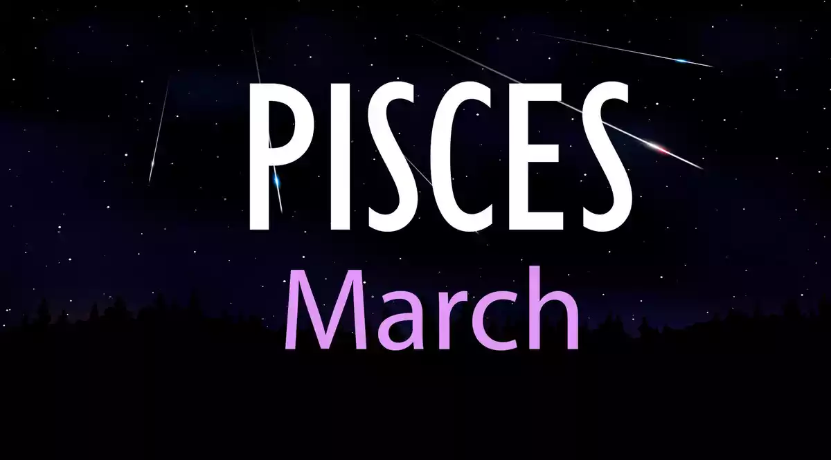 Pisces March on a sky background with shooting stars