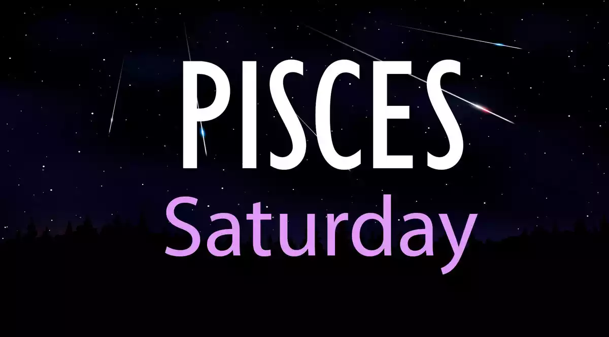 Pisces Saturday on a sky background with shooting stars
